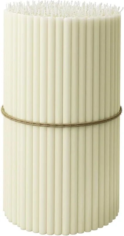 Visita la tienda de BlueBee Candles Velas de cera de abeja pura para el hogar: 50 velas candelabro delgadas y altas, completamente naturales, para oraciones en la iglesia, pastel de cumpleaños y Adviento de Navidad — Cena a la luz de velas