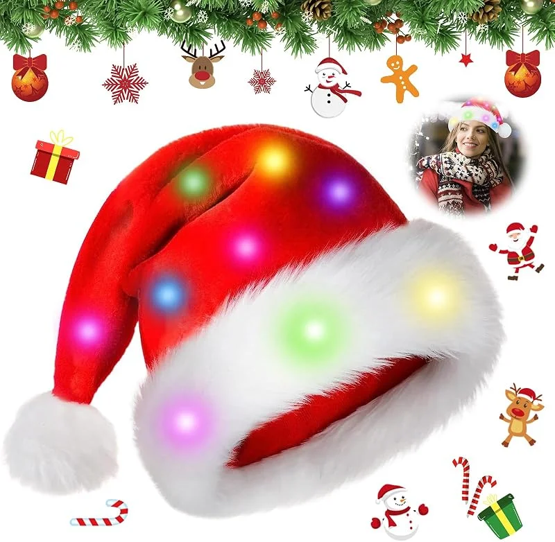 Visita la tienda de Mecctuck Mecctuck Gorro de Papá Noel, gorro de Papá Noel, rojo para adultos y niños, gorro de Papá Noel de peluche — Ropa Navidad