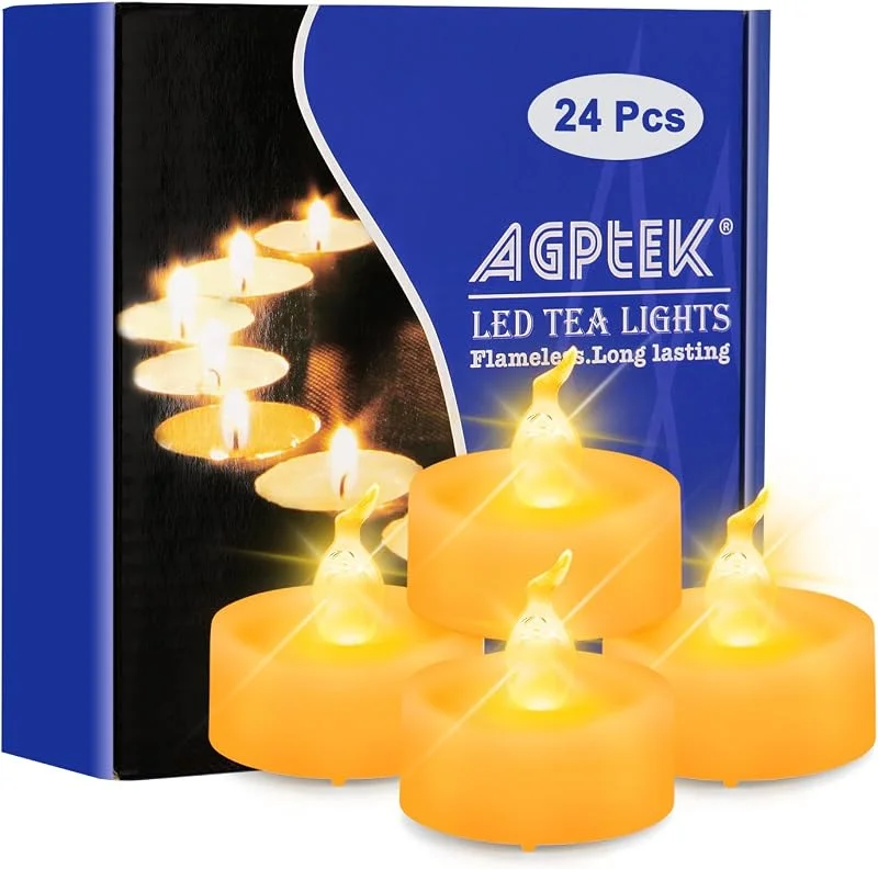 Visita la tienda de AGPTEK AGPTEK 24 Velas LED Flotantes con Temporizador 6, 18H, Luz Ámbar Decoración — Cena a la luz de velas