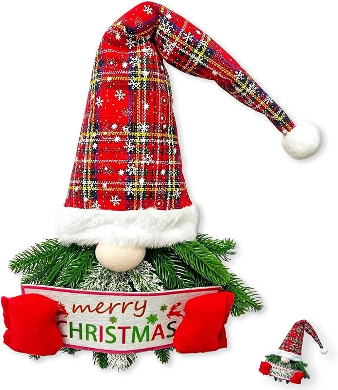 Smilbaley Lindos Gnomos Navideños Corona, Adorno Colgante Navidad Corona, (A) — Decoracion Navidad