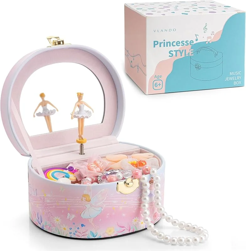 Visita la tienda de VLANDO VLANDO Joyero niña con bailarina, caja de musica para niños (Motivo de hadas) — Envoltorio regalo