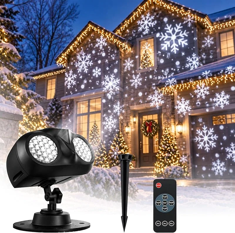 Yuragim Proyector Navidad exterior dinámico LED copo de nieve proyector — Luces Navidad