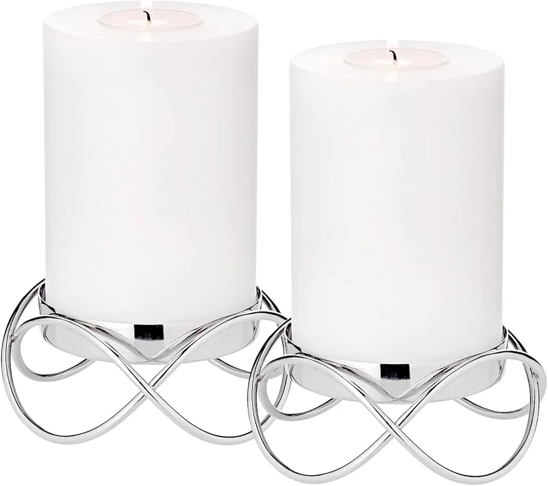 Visita la tienda de EDZARD EDZARD Portavelas Bastia juego de 2 (Ø 13 cm, H 4, 5 cm), acero inoxidable — Cena a la luz de velas