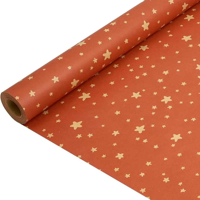 BIULDPY Rollo de Papel Kraft para Regalos: Papel de Regalo Navideño Naranja Reciclable para Navidad, Cumpleaños, Bodas y Día de Acción de Gracias - 43 cm x 15 m — Envoltorio regalo