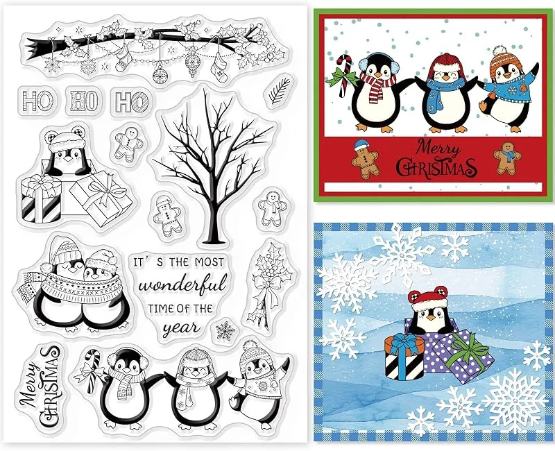 Visita la tienda de GLOBLELAND GLOBLELAND Navidad Pingüino Sellos Transparentes Sellos de Silicona Muñecos de Nieve Sellos Transparentes para Hacer Tarjetas Decoración DIY Álbum de Diario de Álbumes de Recortes — Hogar y cocina