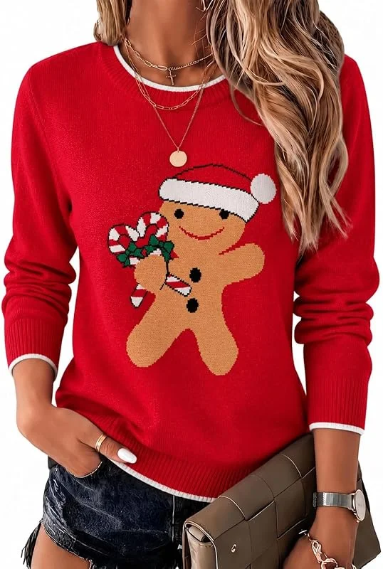 Visita la tienda de Demegimi Demegimi Jersey Navideño para Mujer Suéter de Navidad de Cuello Redondo Pullover de Punto de Navidad Christmas Sweater — Ropa Navidad