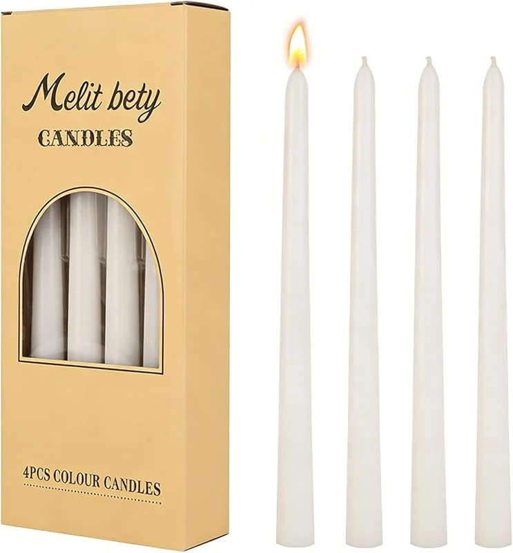 Cloxtralon 4 Velas de Varilla Blancas - Velas de Larga Duración para Boda, Cumpleaños y Celebraciones, 26 cm de Alto, 2, 2 cm de Diámetro, Aproximadamente 8 Horas de Duración — Cena a la luz de velas
