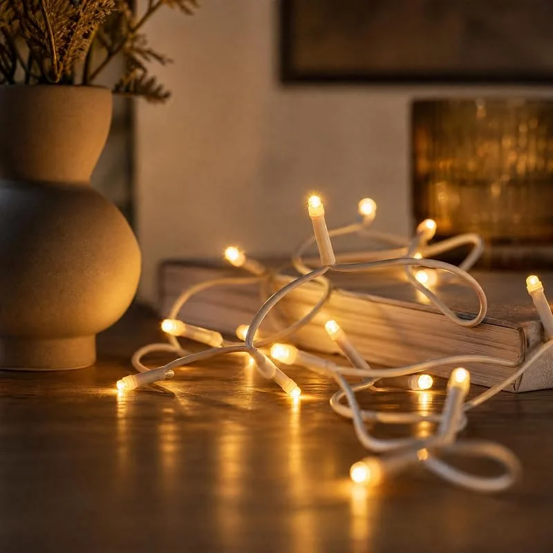 Visita la tienda de Hellum Hellum LED mini luces de hadas de interior, 20 mini luces LED, 285cm iluminado longitud, luz artificial con enchufe, cable blanco, árbol y luz artificial Navidad <59 lumen 579116 — Luces Navidad