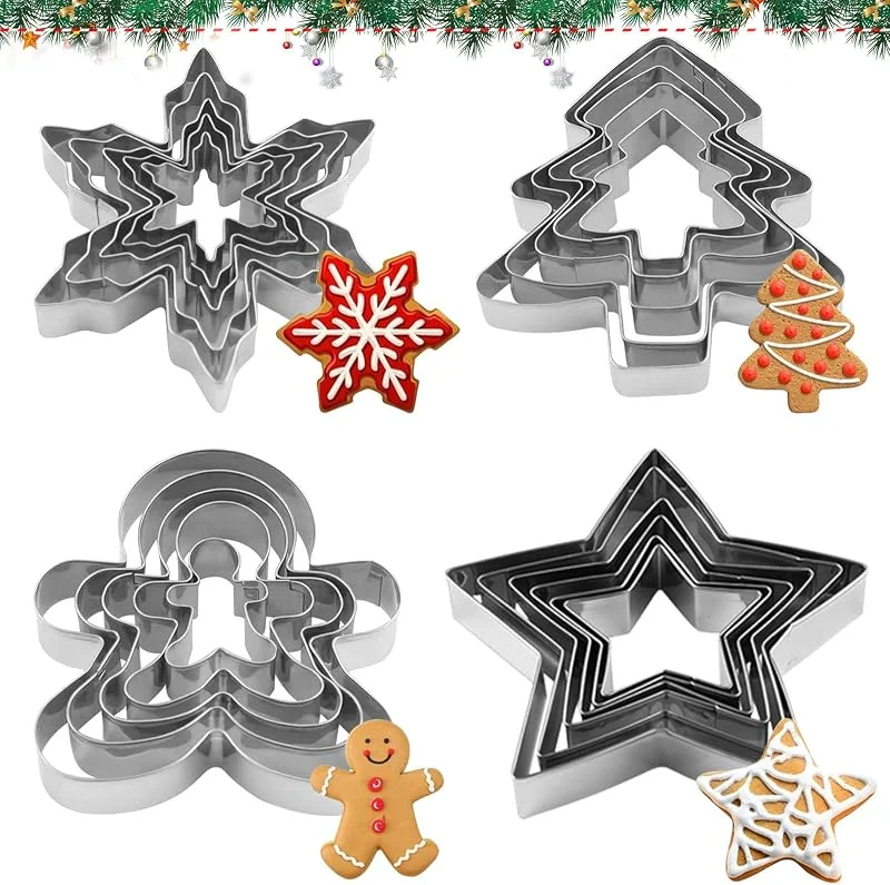 Visita la tienda de Mecctuck 20 piezas de cortadores de galletas de Navidad, cortadores de galletas de Navidad, moldes para galletas, moldes para hornear galletas de Navidad, fondant, chocolate, galletas — Hogar y cocina