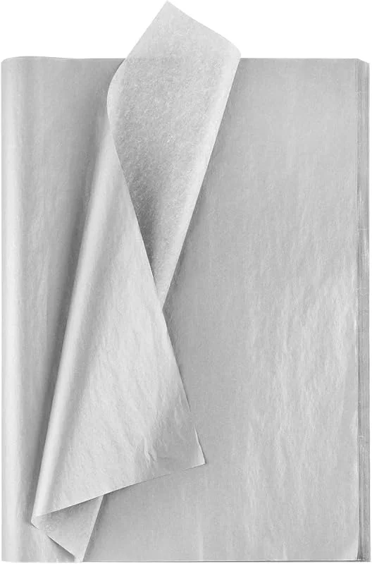 MIAHART 50 hojas de papel de seda plateado a granel de 20 x 14 pulgadas metálico para envolver papel para envolver accesorios para decoración de bodas bricolaje flecos confeti de relleno triturado — Envoltorio regalo