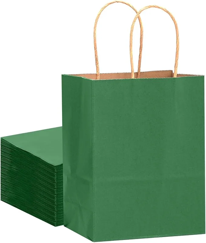 Visita la tienda de Gcardist Gcardist 32 bolsas de papel kraft con asas, pequeñas bolsas de regalo para fiestas, color verde oscuro, múltiples usos (8.3 x 6 x 3 pulgadas, tamaño pequeño) — Envoltorio regalo