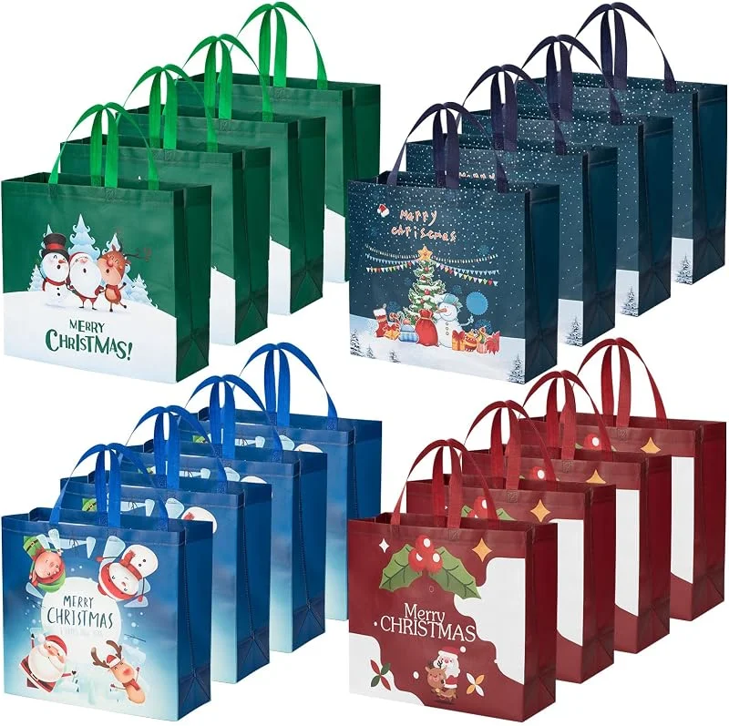 iespell 16 BOLSAS DE REGALO NAVIDEÑAS Extra Grandes, Bolsas de Tela Navideñas con Asa de Tela No Tejida para Regalos Suministros para Fiestas Navideñas, Bags — Envoltorio regalo
