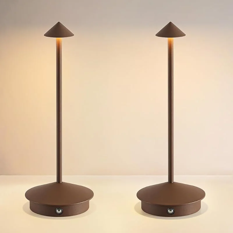 EJQ Paquete de 2 lámparas de mesa LED inalámbricas, recargables, funciona con pilas, IP65 resistente al agua, para patio al aire libre, restaurantes — Cena a la luz de velas
