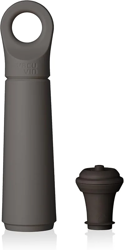 Visita la tienda de Vacuvin Bomba de Vacío Para Vino Vacu Vin Wine Saver Loop - Diseñada y Fabricada en Los Países Bajos - Conserva el Vino Fresco Hasta 10 Días - Reutilizable - 1 Bomba de Vacío, 1 Tapón de Vacío, Grafito — Vino y mesa festiva