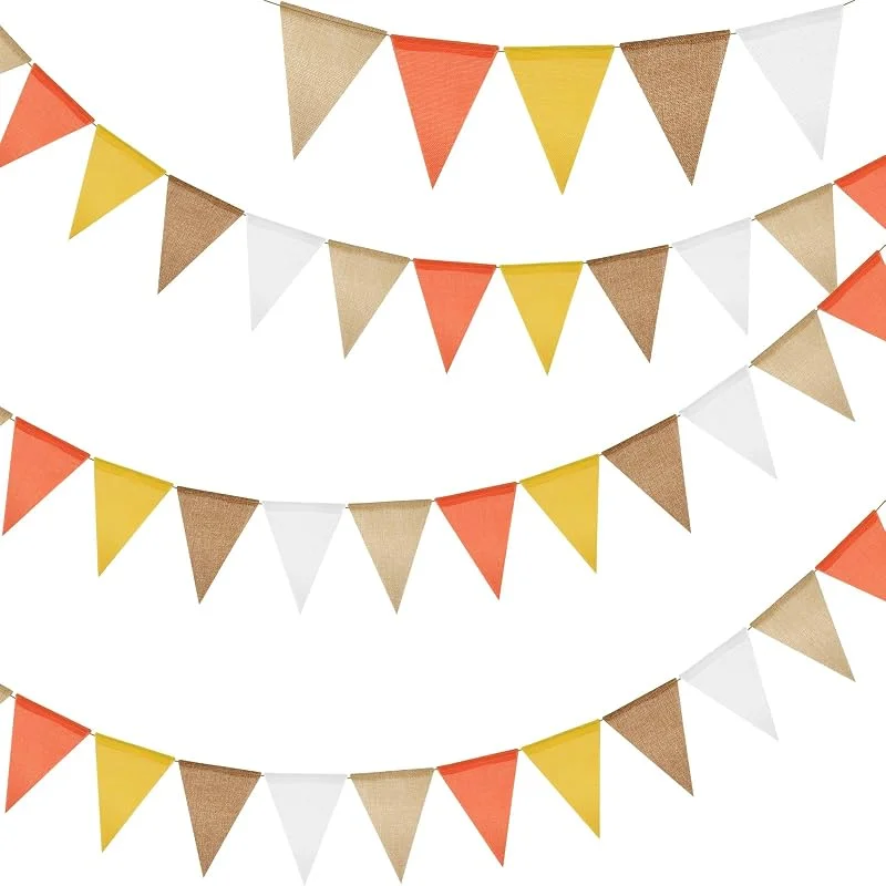 Visita la tienda de G2PLUS G2PLUS 12M Naranja y Amarillo Bandera Banderines de Arpillera, Guirnalda de Otoño — Decoracion Navidad