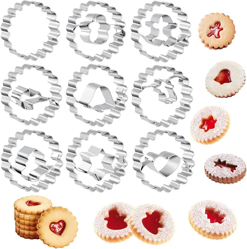 Visita la tienda de Kiiwah 9 Piezas Moldes Galletas Navidad Juego, Cortadores Ggalletas Navidad de Acero Inoxidable para Repostería, Chocolates, Cookie — Hogar y cocina