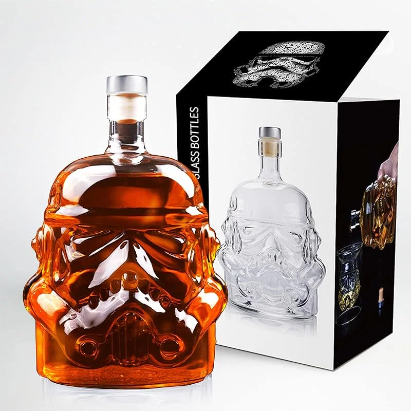 VI AI Botella de whisky, jarra, decantador, vasos de whisky para vino, licor, escocés, bourbon, brandy, 750 ml — Vino y mesa festiva