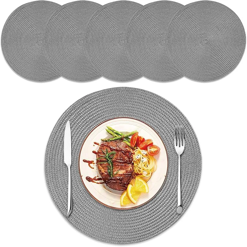 HAGOT 6 Pcs Manteles Individuales Redondos y Posavasos, Resistentes al Calor, Salvamanteles Tejidos Boho — Hogar y cocina