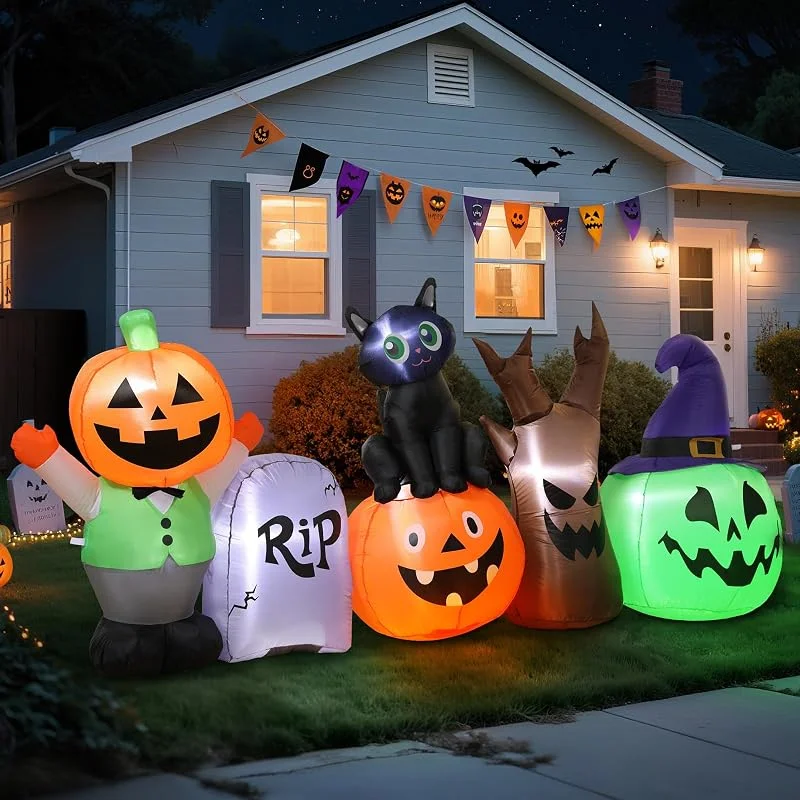 Visita la tienda de Wothfav 250CM Hinchable Decoracione de Halloween - Inflables Calabazas Decorativas con Gato Negro y Luces LED integradas Halloween Decoracion Exterior para Césped Jardín Porche Fiesta Decoración — Decoracion Navidad