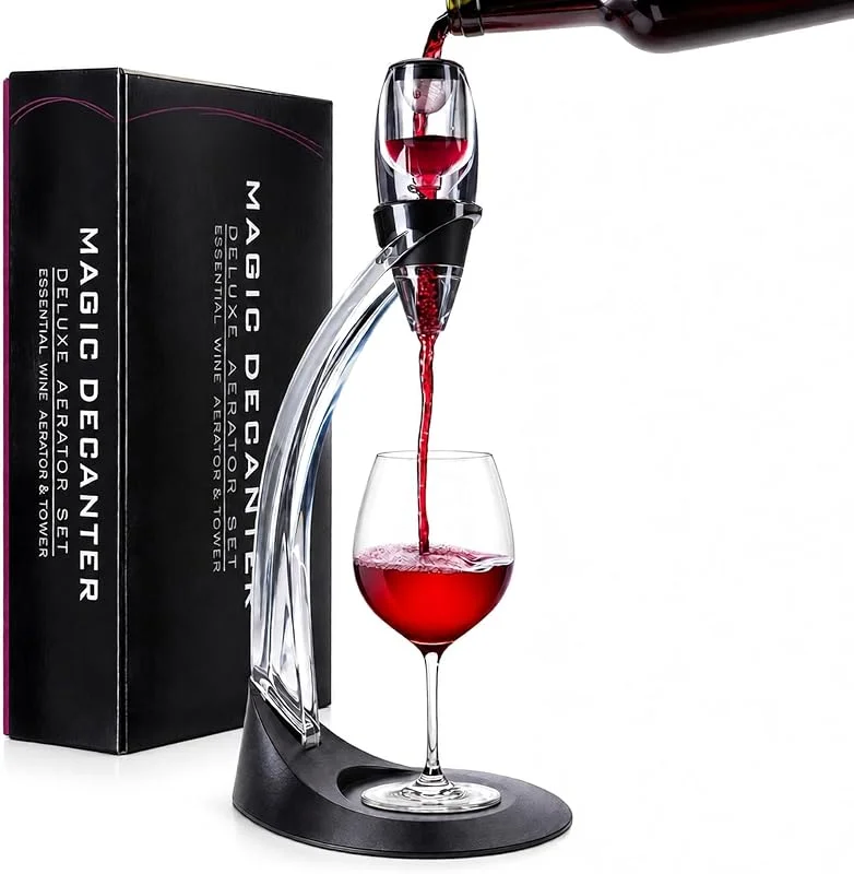 GOODS+GADGETS® Aireador de Vino con Soporte - Decantador con Filtro — Vino y mesa festiva