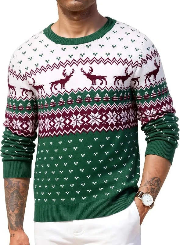Visita la tienda de Crewhpo Jersey Navideño Hombre Suéter Navidad de Punto Manga Larga Invierno — Ropa Navidad