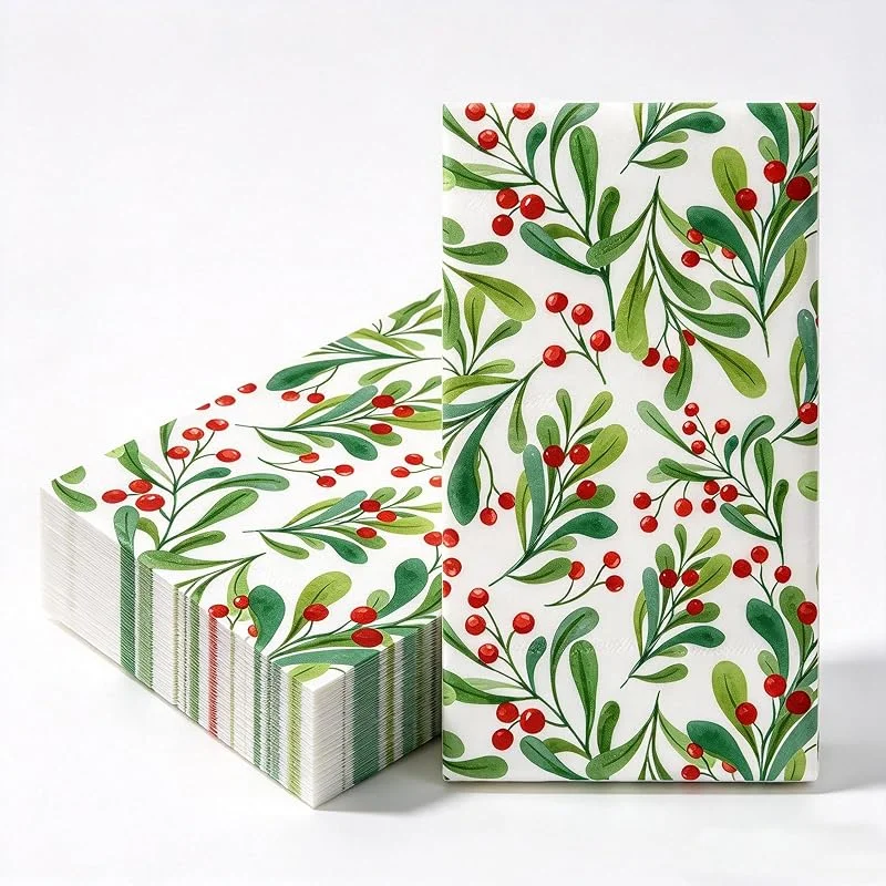 yayafunfun Servilletas de Navidad desechables de 40 x 33 cm, 20 servilletas de Navidad, decoración de Navidad, bayas, cóctel, postre, cena, servilletas para fiesta de Navidad, servilletas de papel, decoración de — Envoltorio regalo