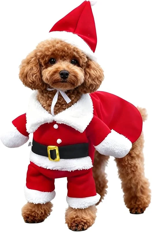 GWAWG - Disfraz de Navidad para mascotas, traje de Papá Noel con gorro, sudaderas con capucha para gato y perro, ropa de cosplay para fiestas, accesorios de moda para mascotas, nueva ropa para el Año — Ropa Navidad