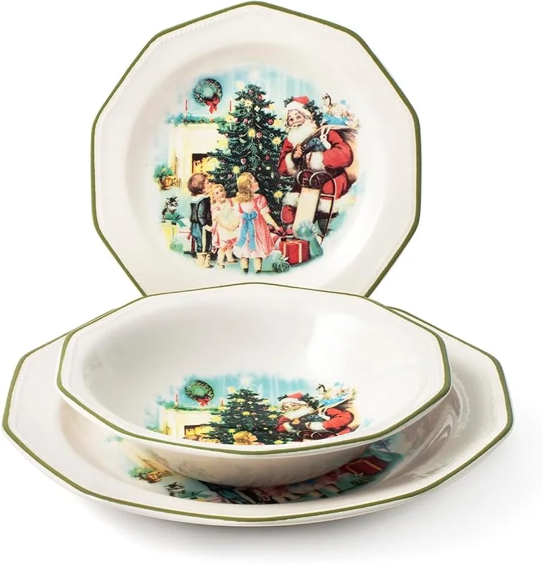 H&H Vajilla navideña JAMES SADLER & SONS x H&H de 18 piezas, Christmas Cheer — Adviento y mesa