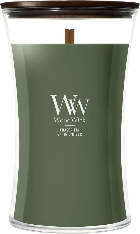 Visita la tienda de Woodwick WoodWick Vela perfumada hourglass grande, Fraser Fir, con mecha crepitante, Tiempo de combustión: hasta 130 horas — Cena a la luz de velas