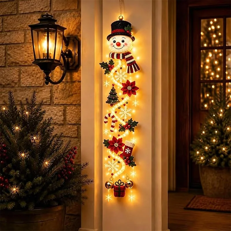 APRILADY Colgador de puerta de Navidad iluminado, colgador de puerta de Navidad — Decoracion Navidad