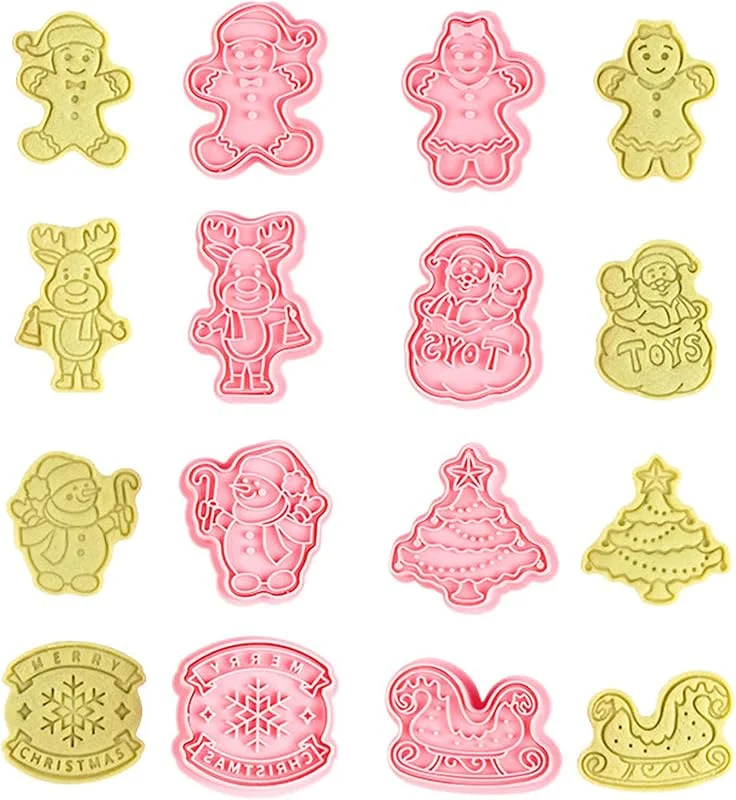 BSITSSS 8 Piezas Moldes Galletas Navidad, Cortadores de Galletas Navidad Molde Galletas Cortador Galletas Cortadores de Galletas Kit Reposteria, Plástico Reutilizable Moldes(Navidad-C) — Hogar y cocina