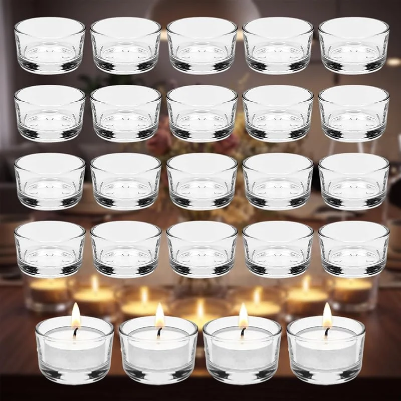 ACONDE 24er-Set Resistente al Calor Portavelas Cristal: para Decoración del Hogar — Cena a la luz de velas