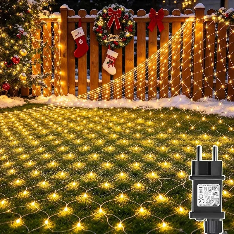 Visita la tienda de Cozymeow Cozymeow 2 Piezas Red de Navidad Exterior 3x2m 200 LED Cortina con Enchufe — Luces Navidad