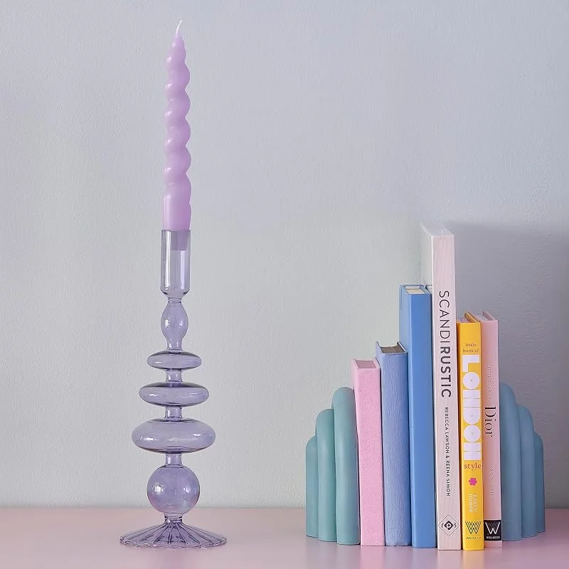 Ginger Ray Portavelas de Cristal Morado y Lila Pastel para decoración de Mesa de Fiesta — Cena a la luz de velas