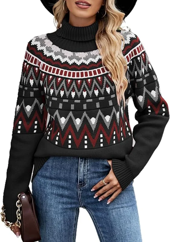 Visita la tienda de QUNERY Jersey Mujer Otoño Invierno Jersey de Cuello Alto Suave Sueter Mujer Casual Jersey de Navidad Suelto de Punto Sweater — Ropa Navidad