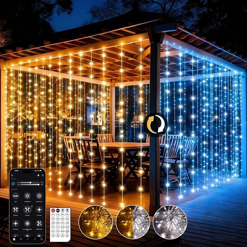 Visita la tienda de Circlio Cortina Luces Navidad Exterior, 6m x 3m 600LED Luz de Navidad con APP y Control Remoto, 17 Modos IP65 Guirnalda Luces Exterior para Hogar Balcon Decoración (Cálida y Fría)