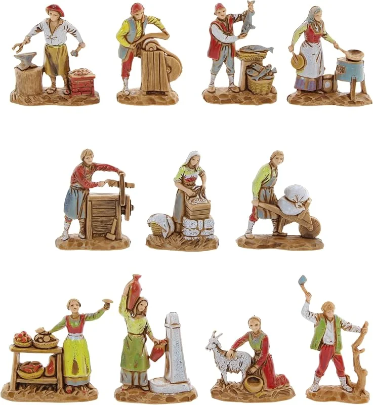 Visita la tienda de Moranduzzo Moranduzzo Set de 11 Oficios Apto para Belén de 3, 5 cm Escala 1:50 – Micro 3, 5 – Figuras Indestructibles, Estilo Siglo XVIII, Acabadas a Mano, Escultor M. Landi — Decoracion Navidad