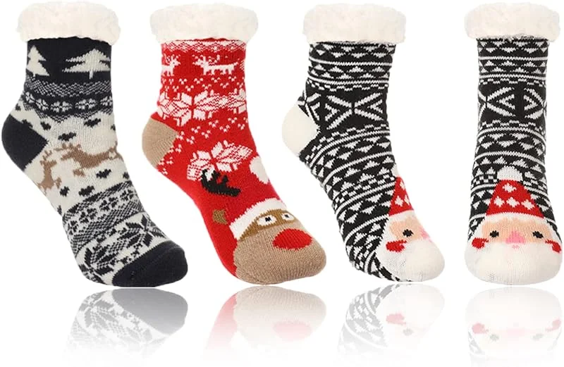 Visita la tienda de Vihir Vihir Calcetines Antideslizantes Niños, Calcetines de Invierno Cálidos, Calcetines Andar por Casa Niño, Calcetines de Navidad Niña, Cálido y Suave, 3 Pares — Decoracion Navidad