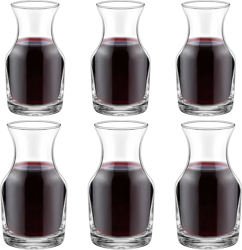 Irenare Jarra de vino de una sola porción, mini jarra de vino individual, jarra pequeña para vino, cenas, degustaciones, bares, restaurantes, 6.5 onzas, 7.7 onzas (paquete de 6) — Vino y mesa festiva