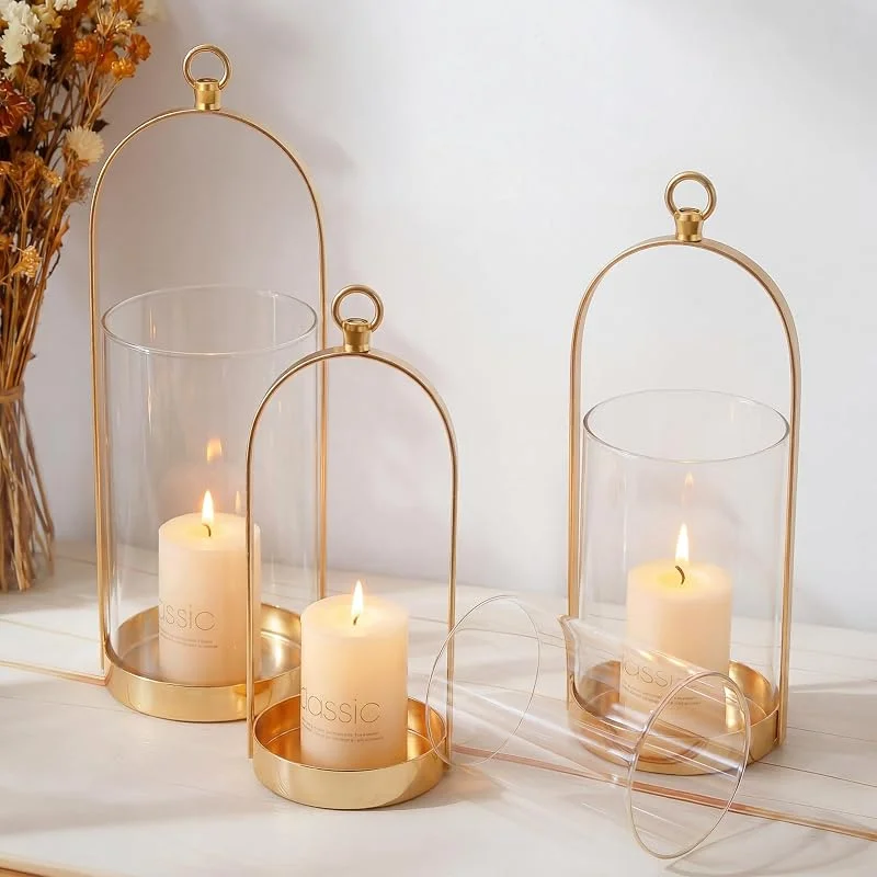 Visita la tienda de MEKOTRIN Candelabros de Cristal 3 Uds Colgantes Dorado Hierro Decoración Mesa — Cena a la luz de velas