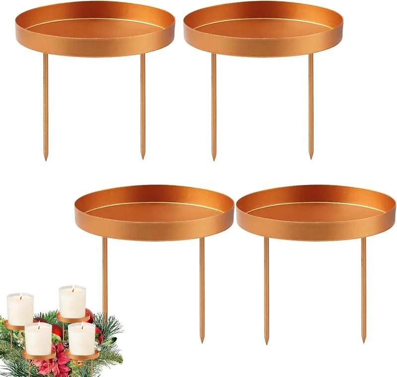 Dawumin Juego de 4 candelabros para Corona de Adviento, candelabros de 8 cm, c-andelabros metálicos para Adviento, ca-ndelabros para Velas cilíndricas, c-andelabros para Velas cónicas (Or B) — Adviento y mesa