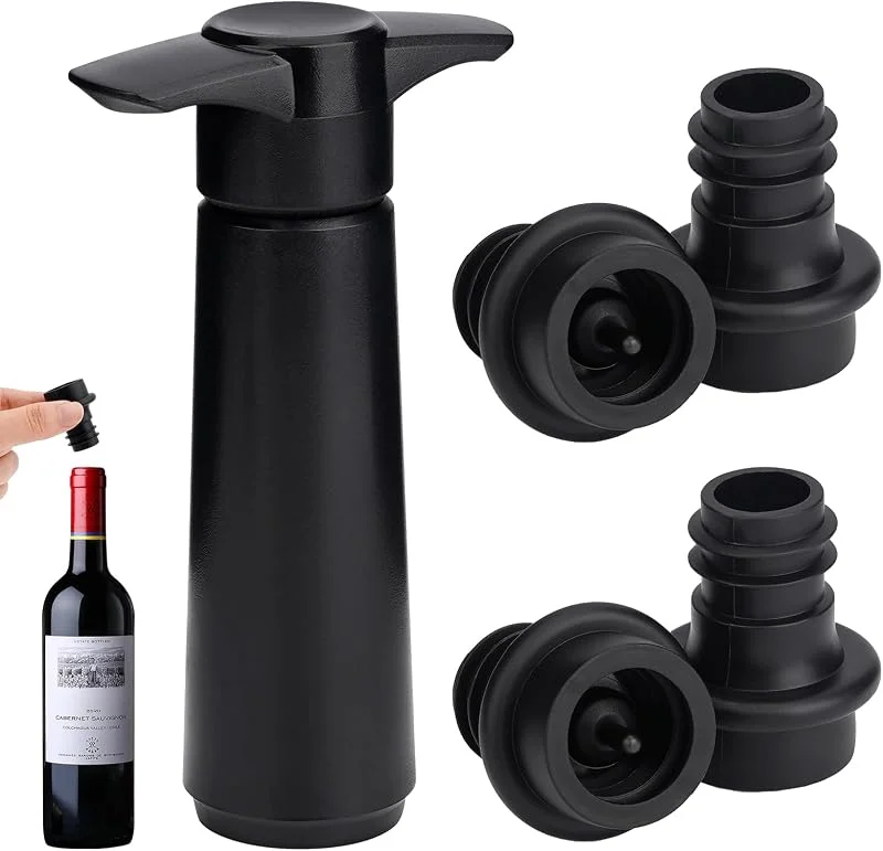 Leikedun Bomba de vacío Wine Saver con 4 tapones reutilizables para — Vino y mesa festiva