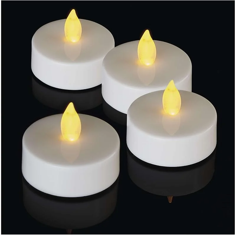 EMOS 4 velas de té LED sin llama, velas blancas con efecto parpadeante, decoración para Navidad, Día de Todos los Santos, fiestas, IP20 para interiores, con batería, luz blanca cálida vintage — Luces Navidad