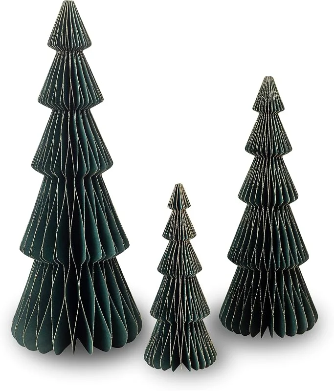 HAPPY DAYS Árbol de Navidad Plegable de Panal - Decoración Navidad para Hogar, Centros de Mesa, Oficina, Exterior - Set de 3 árboles navideños para Decorar: Altura 40, 30, 20 cm - Fácil de Montar y Resistente — Decoracion Navidad