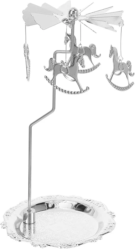 PRETYZOOM Candelabro Giratorio de Metal para Mesa, Estilo Europeo, Plata — Decoracion Navidad