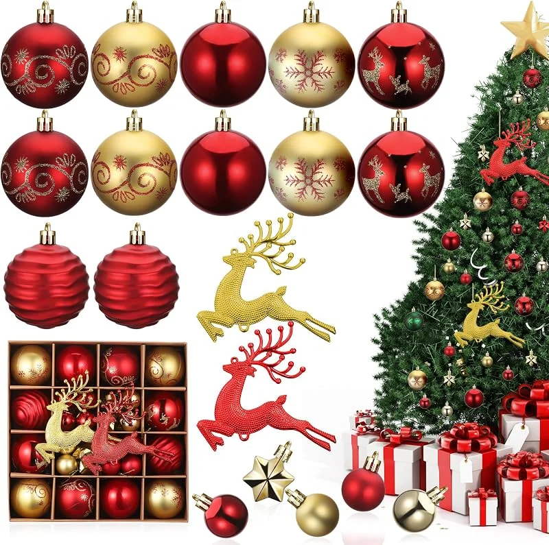 Visita la tienda de Fentar 46pc Bolas de Navidad, con Hilo Colgante Adornos Navidad, Antifragmentación Bolas Arbol de Navidad Grande, Mini, Dos Alces Set Decoracion Arbol Navidad, Lindo Bolas Navidad Crear Ambiente Festivo — Decoracion Navidad