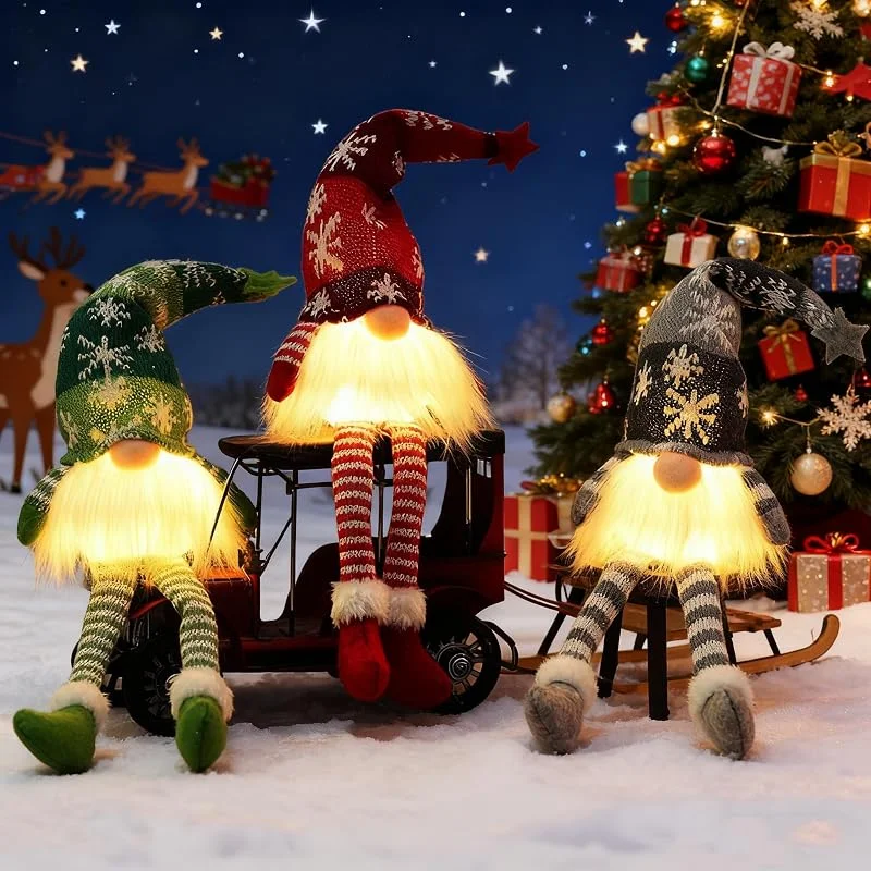 Bseical Gnomos Duende Navidad LED, Adornos Navidad Casa Interior, Navidad Decoración Casa Luces, Elfo de Navidad Muñeco Suecos, Papá Noel Luces, Chimenea Decorativa Iluminado Figura Muñecos Navideño Hogar (B) — Adviento y mesa
