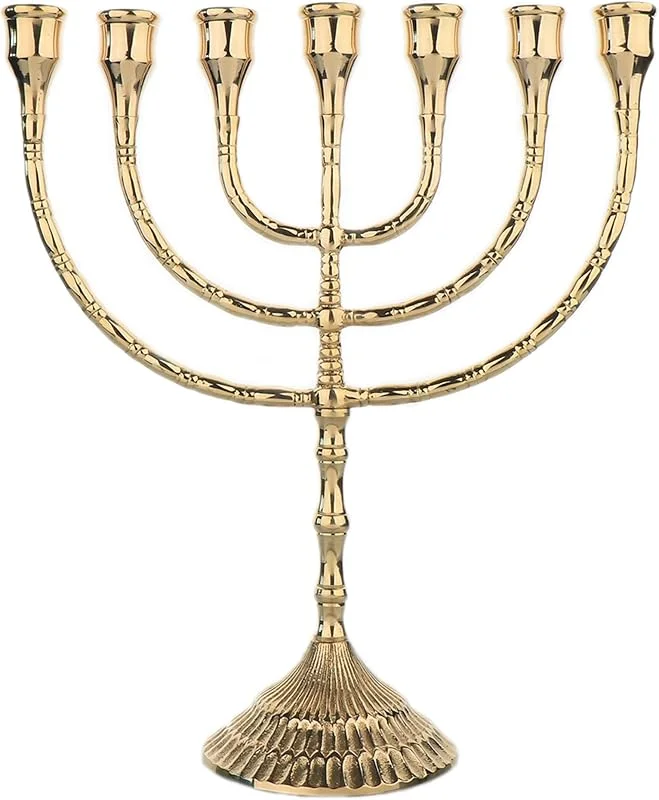 Visita la tienda de NKlaus NKlaus Menorah 30cm de Altura 7pcs candelabro para Velas de hasta Ø 2cm Candelabro Grande Candelabro de latón Dorado Brillante 2880 — Cena a la luz de velas