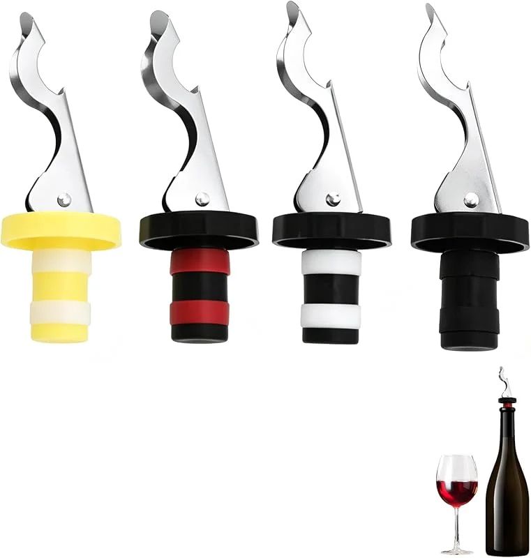 Larebidtex 4 Piezas Tapón de Champán a Prueba de Fugas, Tapones Reutilizables para Botellas de Vino - para Conservar Cerveza, Champán y Bebidas Alcohólicas Durabilidad — Vino y mesa festiva