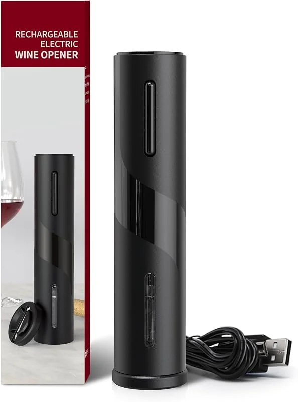 MAGDEN Sacacorchos Eléctrico Recargable, Abrebotellas Automático Inalámbrico, Abridor de Vino Automático Profesional con Cortacápsulas y Cable USB, Regalo para Amantes del Vino, Negro — Vino y mesa festiva